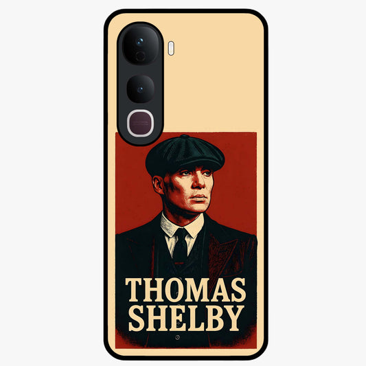 Vintage Mafia Authority Glass Case showing flat back view with bold vintage mafia inspired artwork and glossy glass finish.