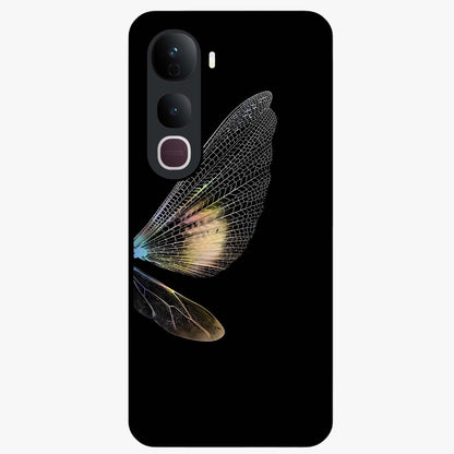 Whispers Of Wings Glass Case showing flat back view with graceful wing inspired artwork and glossy glass finish.