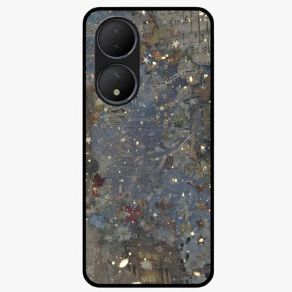Aesthetic Astrolophia Glass Case showing flat back view with dreamy aesthetic design and glossy glass finish.