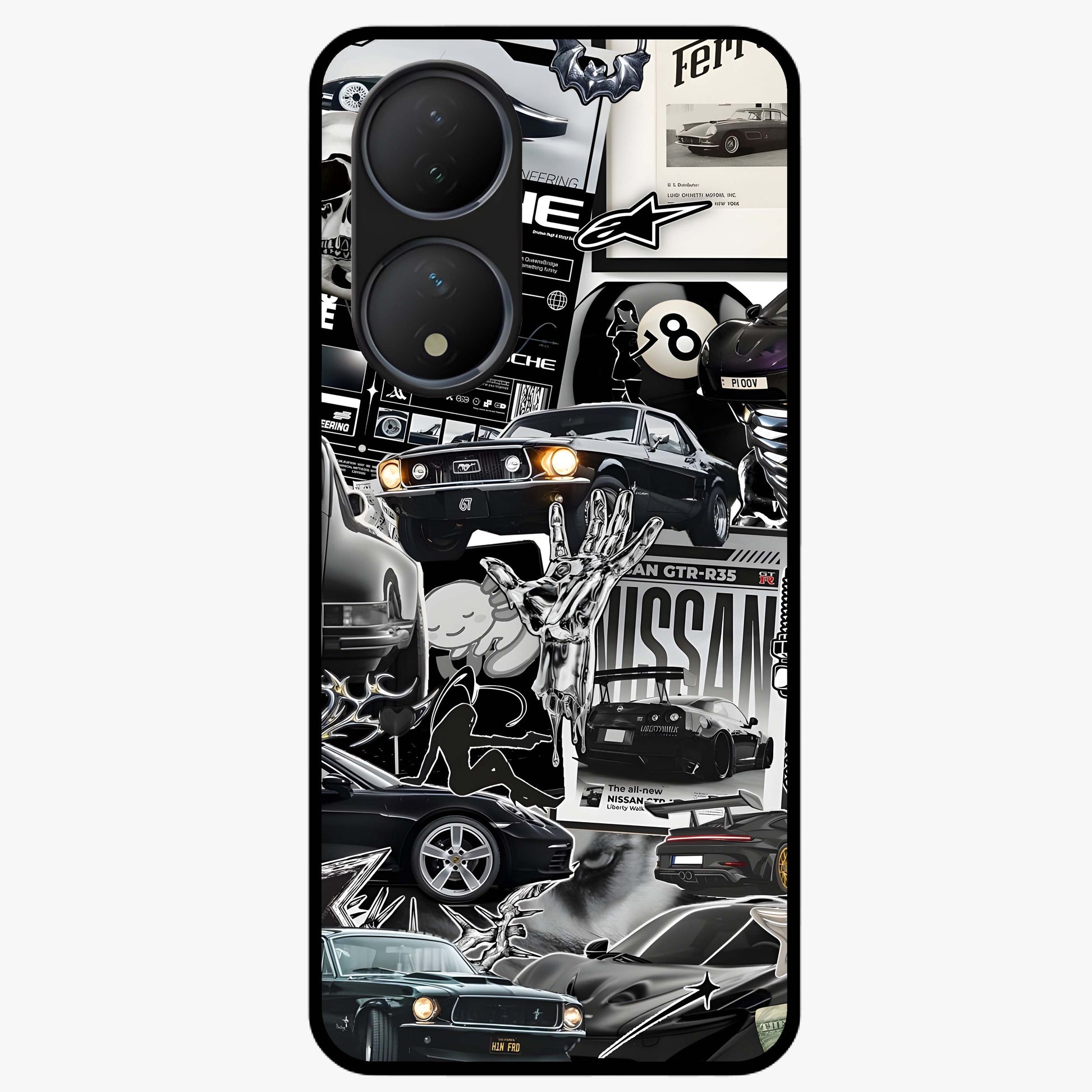 Aesthetic Dark Love Glass Case showing flat back view with dark romantic artwork and glossy glass finish.