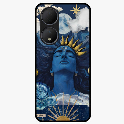 Aesthetic Lord Shiva Glass Case showing flat back view with divine Shiva artwork and glossy glass finish.