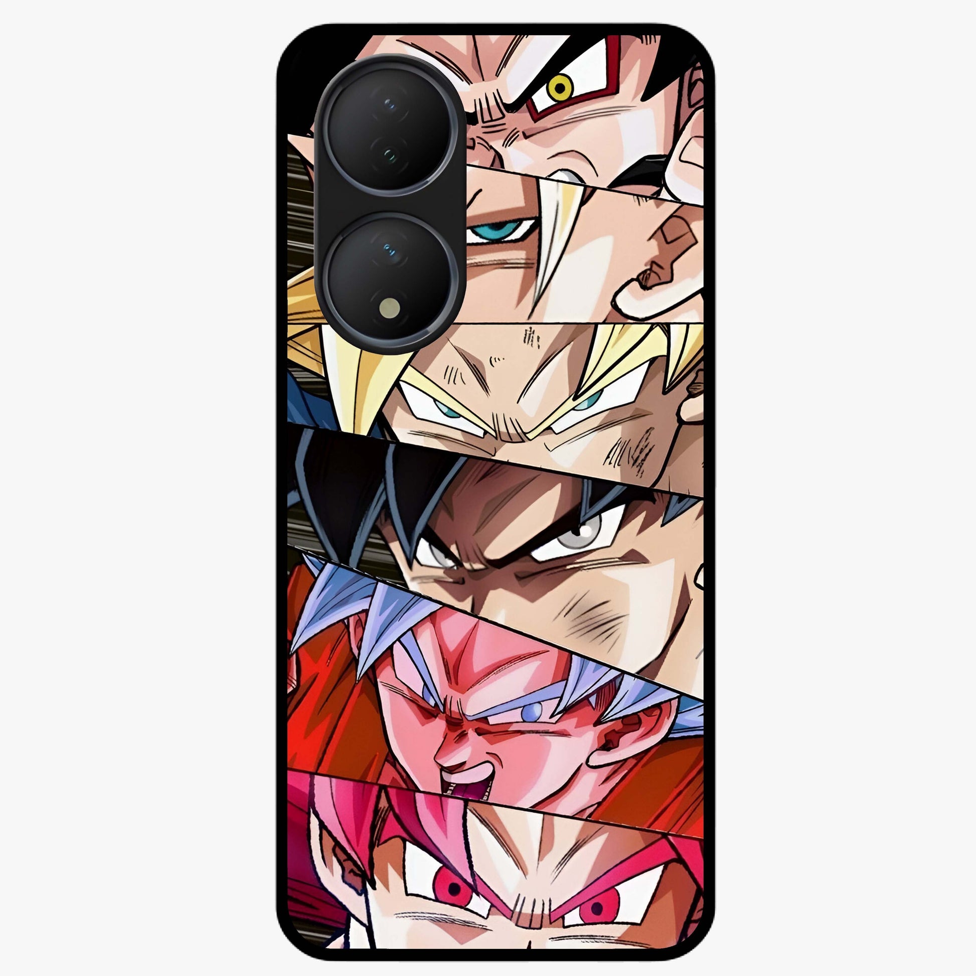 Anime Character Glass Case showing flat back view with vibrant anime artwork and glossy glass finish.