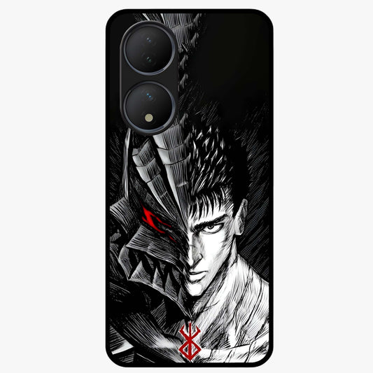 Berserker Blood Oath Glass Case showing flat back view with fierce warrior inspired artwork and glossy glass finish.