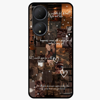 Bittersweet Aesthetic Chaos Glass Case showing flat back view with artistic chaotic aesthetic design and glossy glass finish.