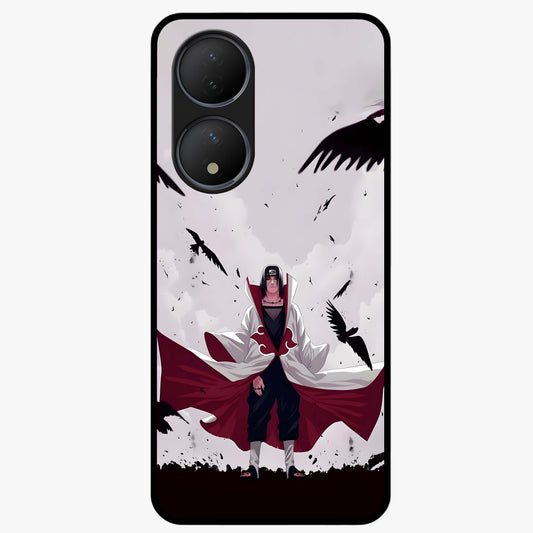 Crimson Crow Ascension Glass Case showing flat back view with mystical crow artwork and glossy glass finish.
