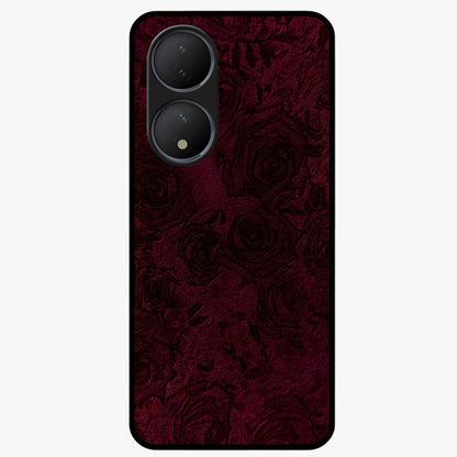 Crimson Fade Flow Glass Case showing flat back view with flowing crimson gradient artwork and glossy glass finish.