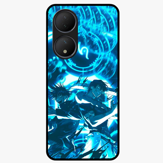 Cursed Energy Clash Glass Case showing flat back view with intense cursed energy artwork and glossy glass finish.