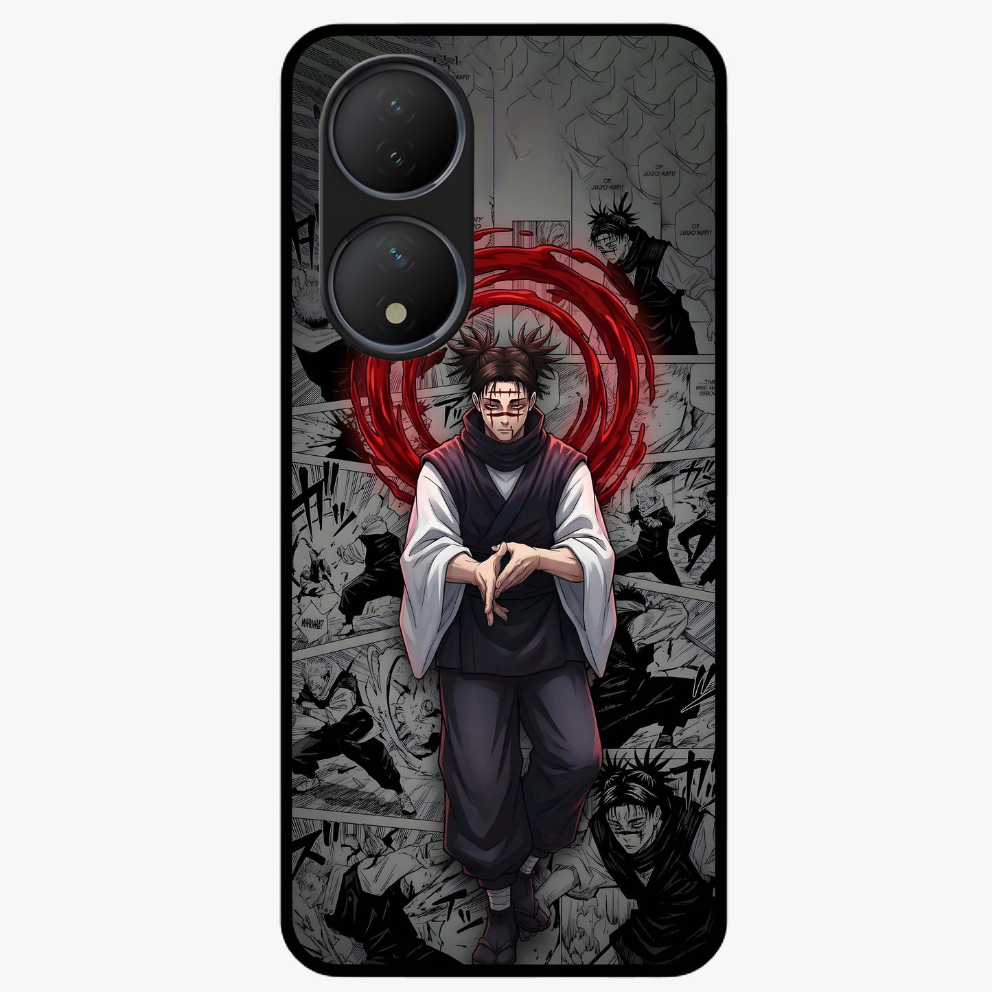 Cursed Ritual Ascension Glass Case showing flat back view with dark ritual themed artwork and glossy glass finish.