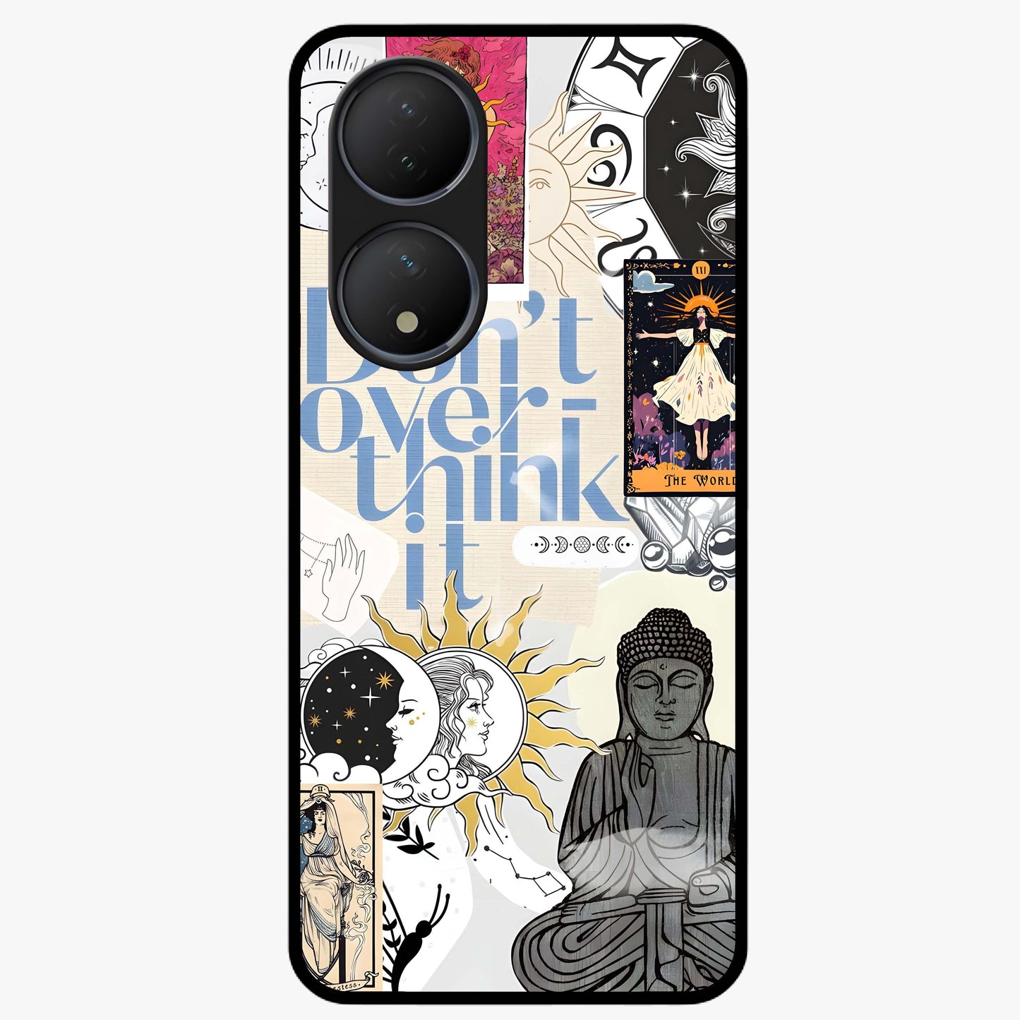 Ethereal Thoughts Glass Case showing flat back view with dreamy artistic artwork and glossy glass finish.