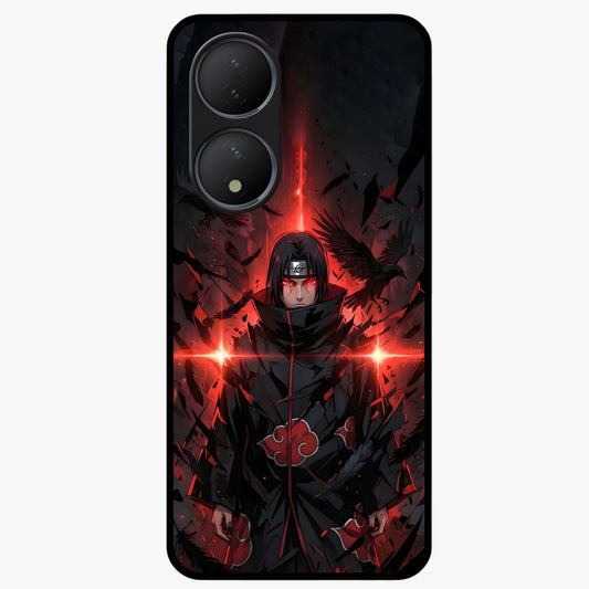 Focused Blade Discipline Glass Case showing flat back view with warrior sword themed artwork and glossy glass finish.