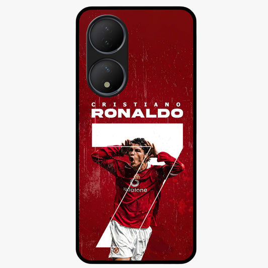 Goal Celebration Legacy Glass Case showing flat back view with football celebration inspired artwork and glossy glass finish.