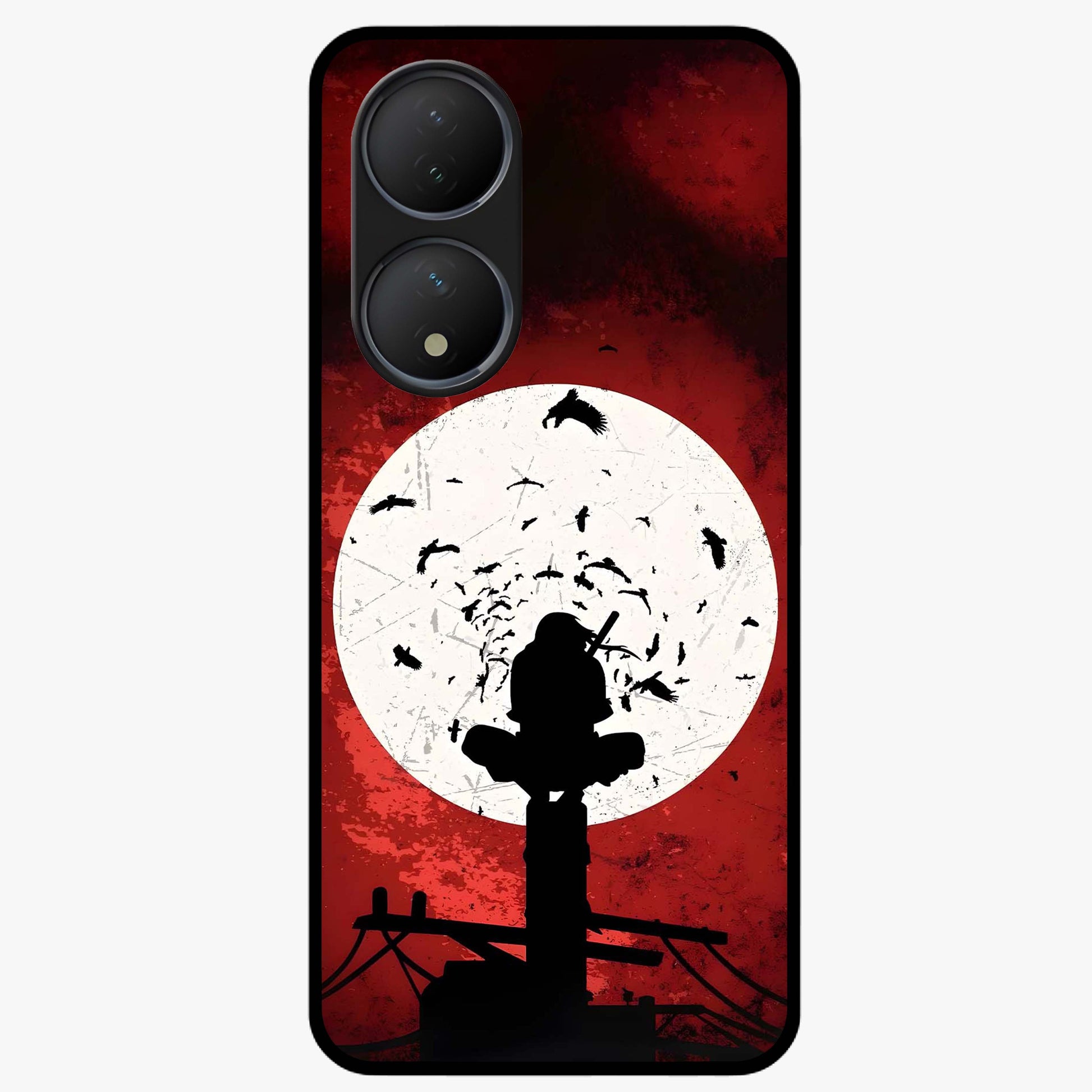 Itachi Limited Edition Naruto Anime Glass Case showing flat back view with iconic anime character artwork and glossy glass finish.