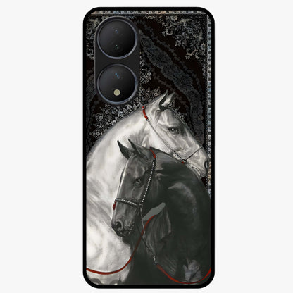 Majestic Ride Legacy Glass Case showing flat back view with powerful automotive inspired artwork and glossy glass finish.