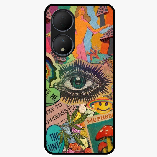 Mystic Eye Wonderland Glass Case showing flat back view with mystical eye themed artwork and glossy glass finish.