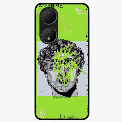 Neo Graffiti Rebellion Glass Case showing flat back view with vibrant graffiti artwork and glossy glass finish.