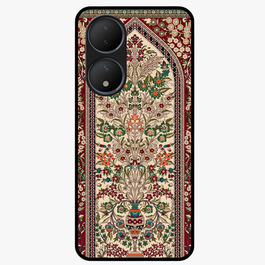 Persian Inspired Glass Case showing flat back view with ornate Persian style pattern artwork and glossy glass finish.
