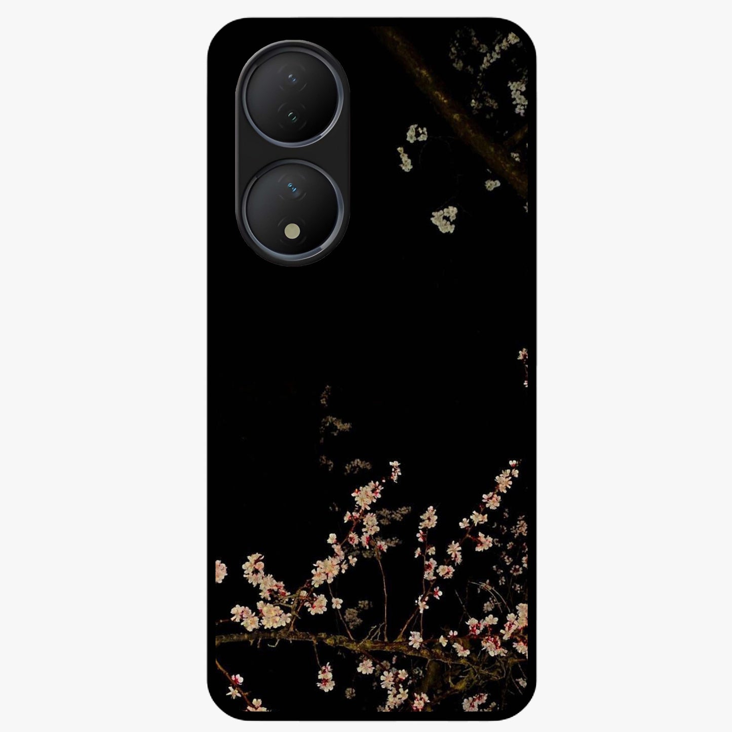 Petal Moon Light With Custom Name Glass Case showing flat back view with floral moonlight artwork and personalized name design.