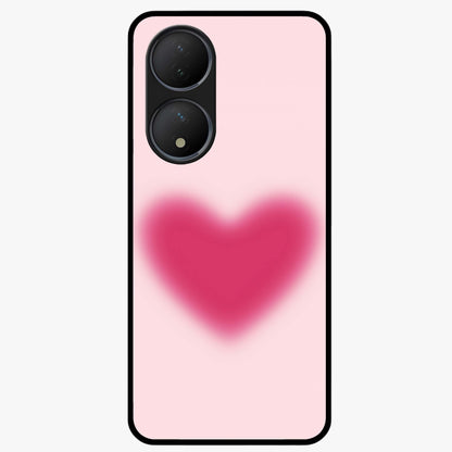 Pink Aura Heart Glass Case showing flat back view with glowing heart artwork and glossy glass finish.