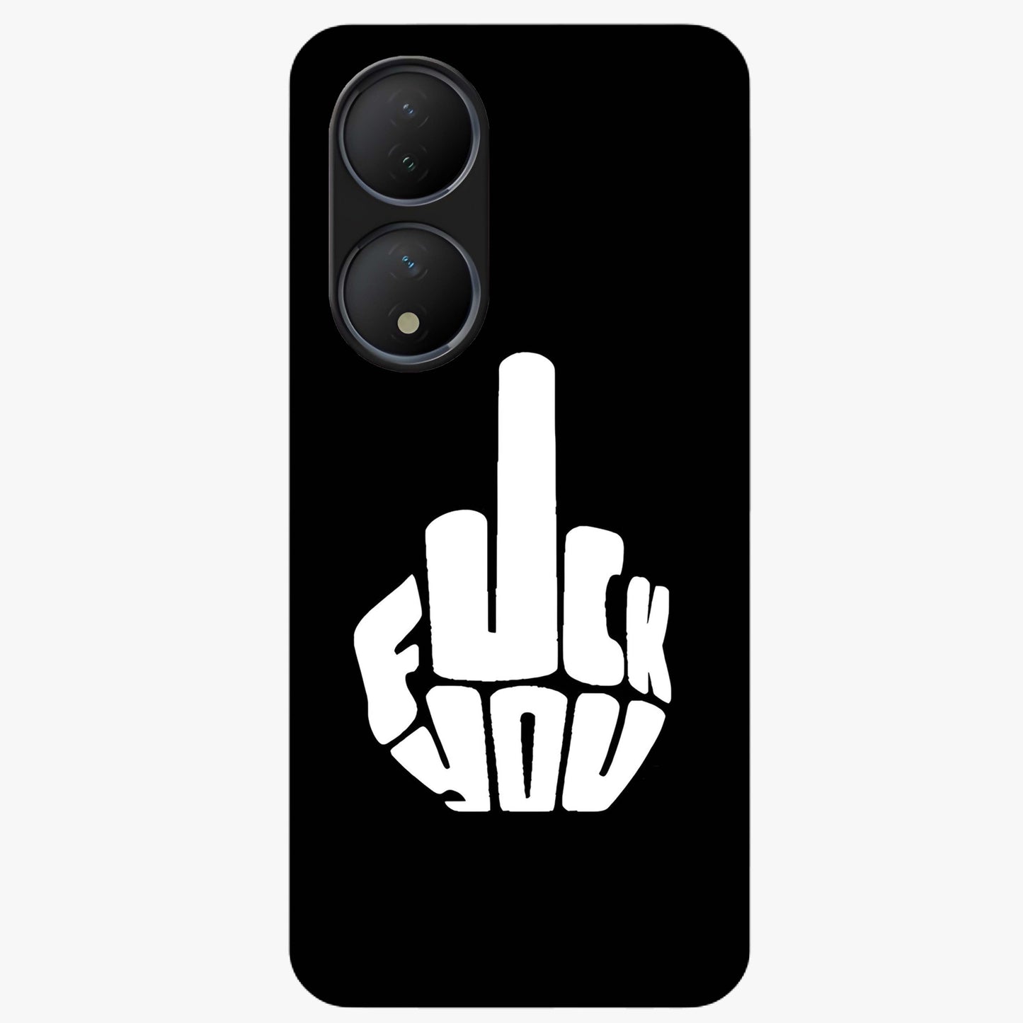Rebel Mode On Glass Case showing flat back view with bold rebellious typography artwork and glossy glass finish.