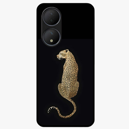 Regal Leopard Glass Case showing flat back view with bold leopard artwork and glossy glass finish.