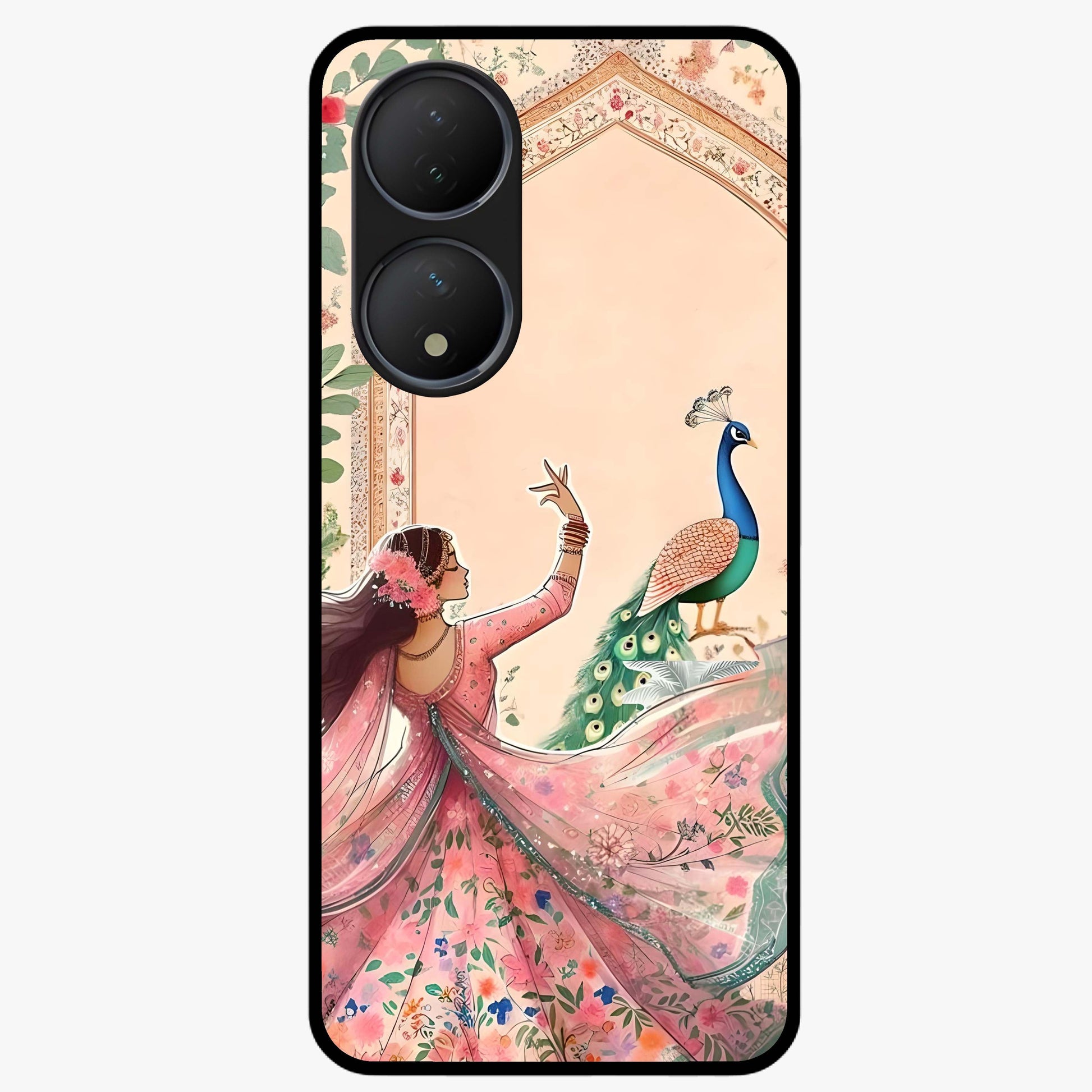 Royal Grace Muse Glass Case showing flat back view with elegant artistic artwork and glossy glass finish.