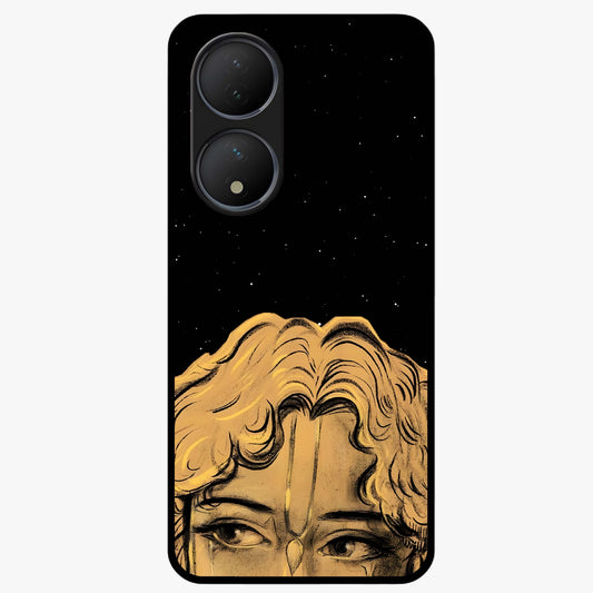 Shri Krishna Art Glass Case showing flat back view with devotional Krishna artwork and glossy glass finish.