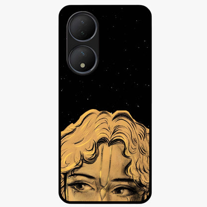 Shri Krishna Art Glass Case showing flat back view with devotional Krishna artwork and glossy glass finish.