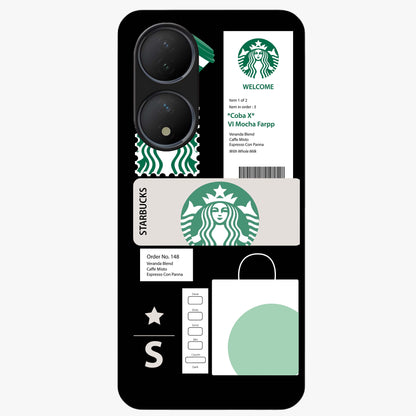 Starbucks Mocha Glass Case showing flat back view with coffee inspired artwork and glossy glass finish.