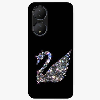 Starlit Swan Grace Glass Case showing flat back view with graceful swan artwork under starry sky and glossy glass finish.