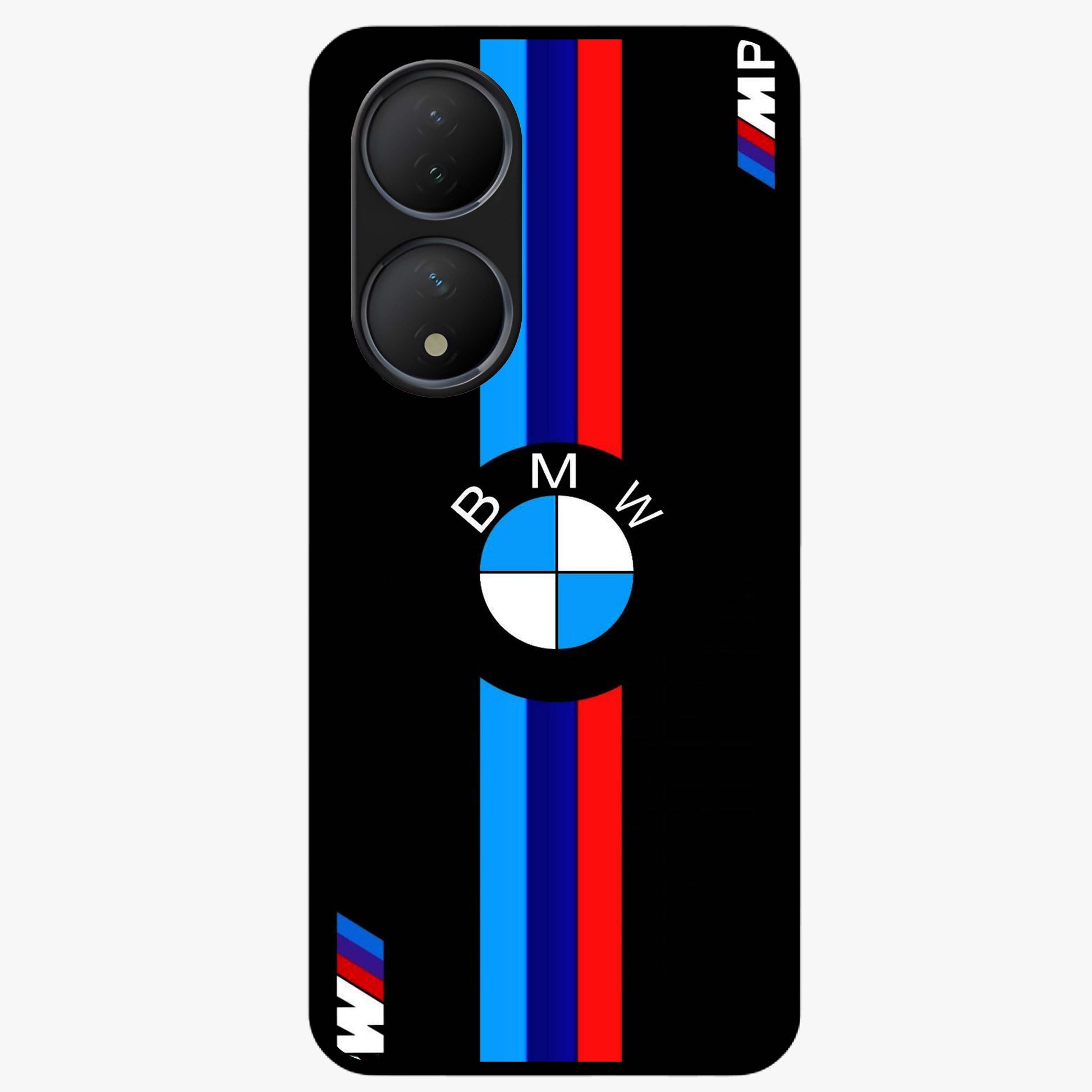 Turbo BMW Beast Glass Case showing flat back view with high performance sports car artwork and glossy glass finish.