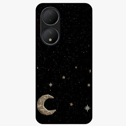 Twinkle Star With Half Moon Glass Case showing flat back view with star and half moon artwork and glossy glass finish.