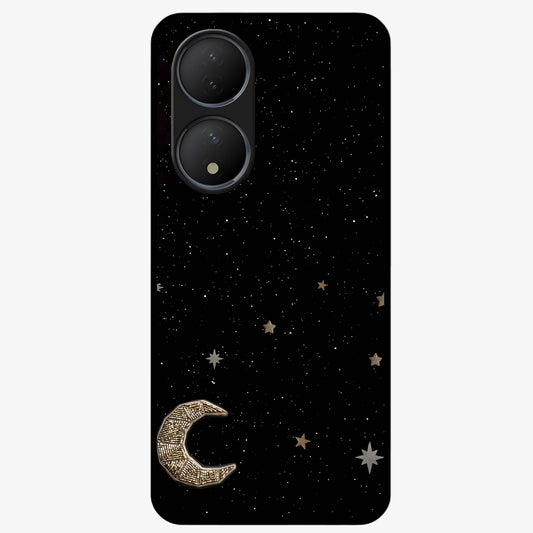 Twinkle Star With Half Moon Glass Case showing flat back view with star and half moon artwork and glossy glass finish.