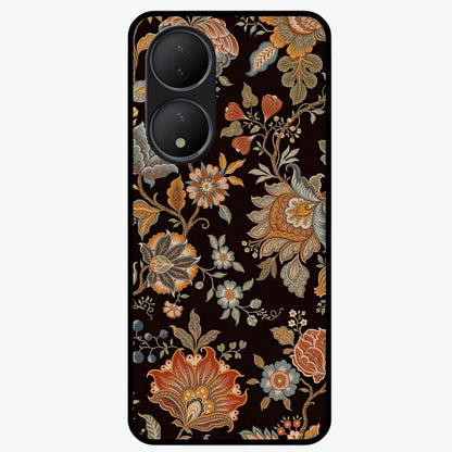 Vintage Floral Dream Glass Case showing flat back view with classic floral artwork and glossy glass finish.