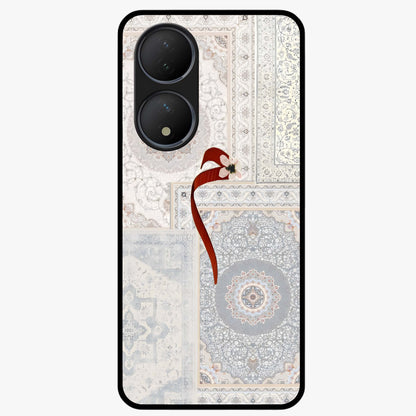 White Aesthetic Bow Glass Case showing flat back view with minimal bow artwork and glossy glass finish.