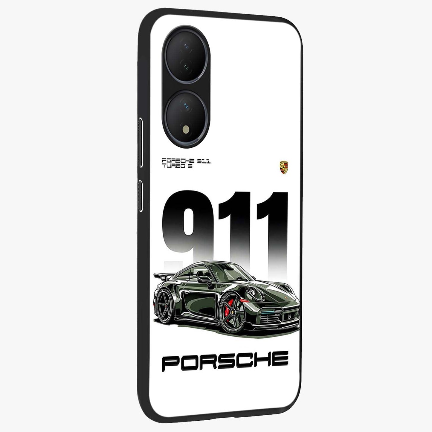 911 Turbo Dominance Glass Case upright perspective showcasing powerful racing design and modern automotive aesthetic.