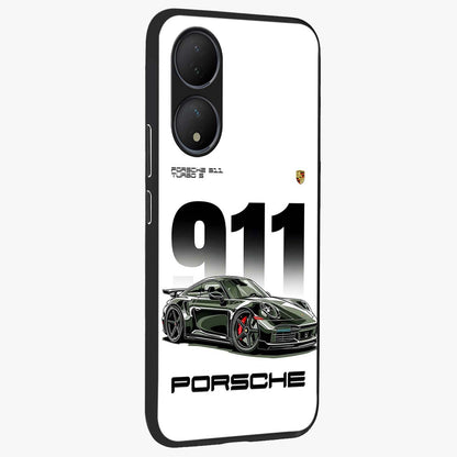 911 Turbo Dominance Glass Case upright perspective showcasing powerful racing design and modern automotive aesthetic.