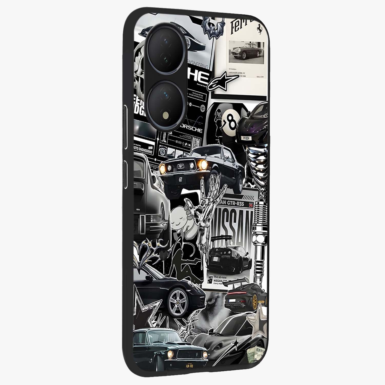 Aesthetic Dark Love Glass Case upright view showcasing dramatic romantic artwork with modern aesthetic style.