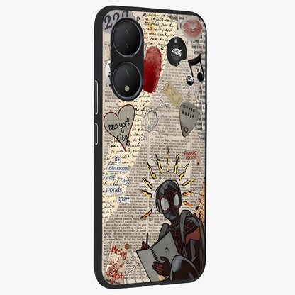 City Dream Sketch Glass Case upright view showcasing urban skyline artwork with stylish hand drawn design.