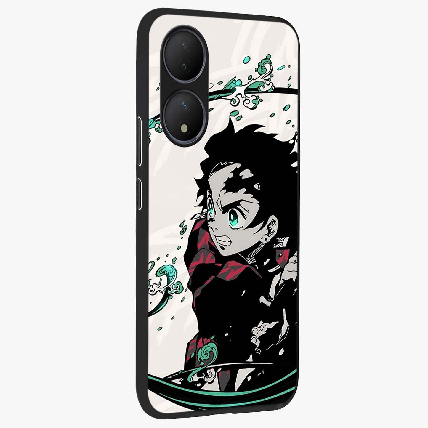 Demon Slayer Glass Case upright view showcasing powerful anime artwork with intense warrior theme.