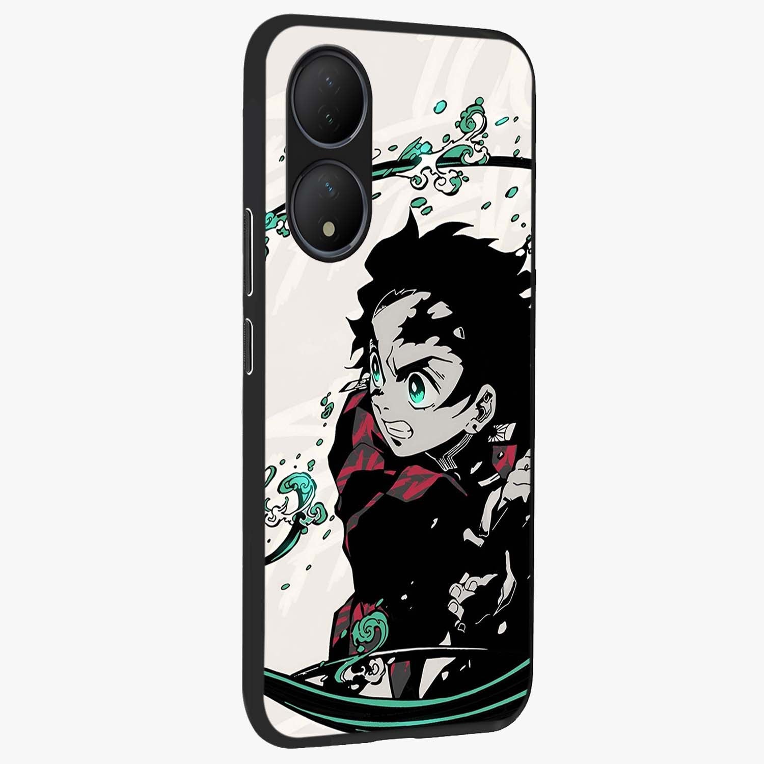 Demon Slayer Glass Case upright view showcasing powerful anime artwork with intense warrior theme.