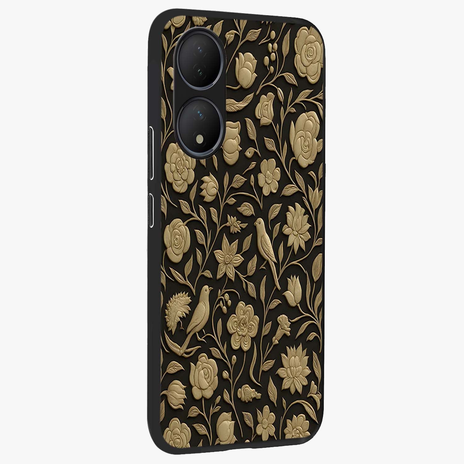 Golden Evil Eye Mandala Glass Case upright view showcasing decorative evil eye mandala artwork with spiritual aesthetic style.