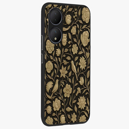 Golden Evil Eye Mandala Glass Case upright view showcasing decorative evil eye mandala artwork with spiritual aesthetic style.