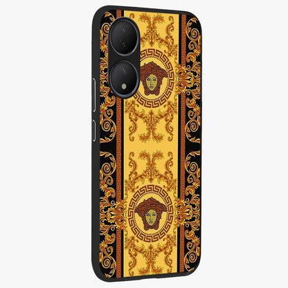 Golden Lotus Glow Glass Case upright view showcasing luminous lotus artwork with peaceful divine theme.