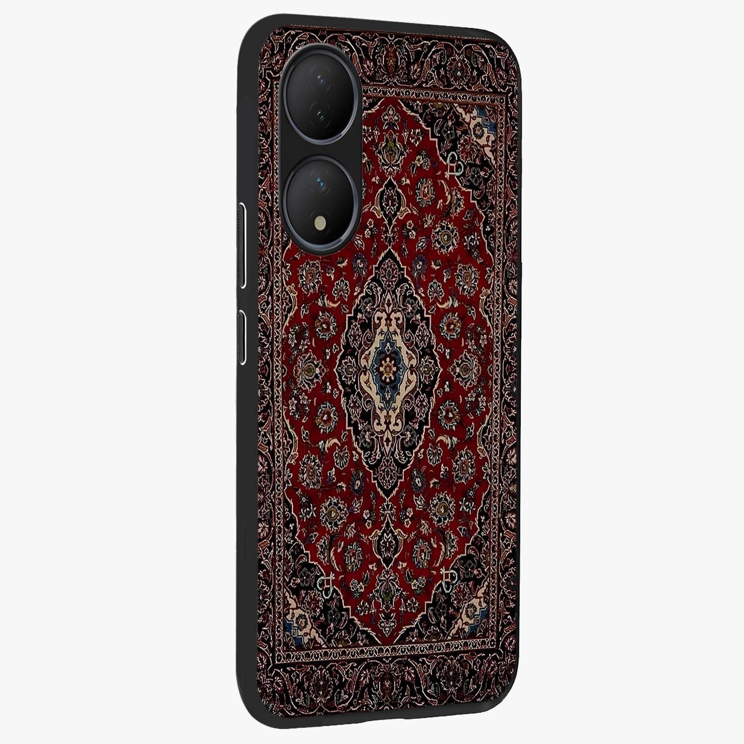 Heritage Carpet Royale Glass Case upright view showcasing detailed ornamental artwork with luxurious traditional theme.