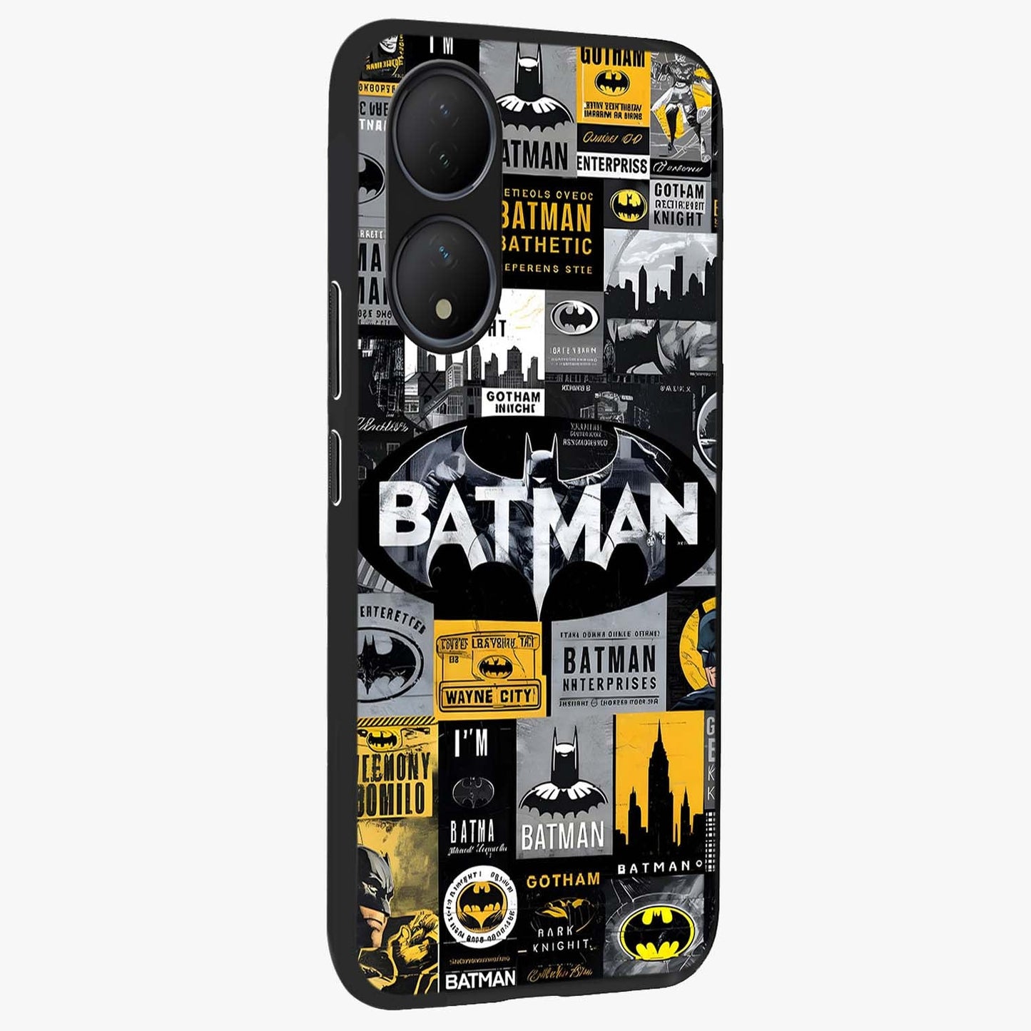 Knight Gotham Rise Glass Case upright view showcasing bold vigilante themed artwork with gothic city vibe.