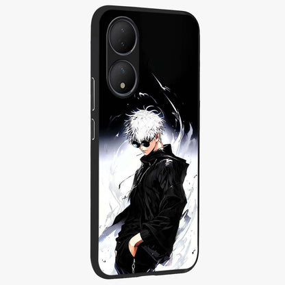 Limitless Shadow King Glass Case upright view showcasing bold shadow warrior artwork with epic fantasy theme.