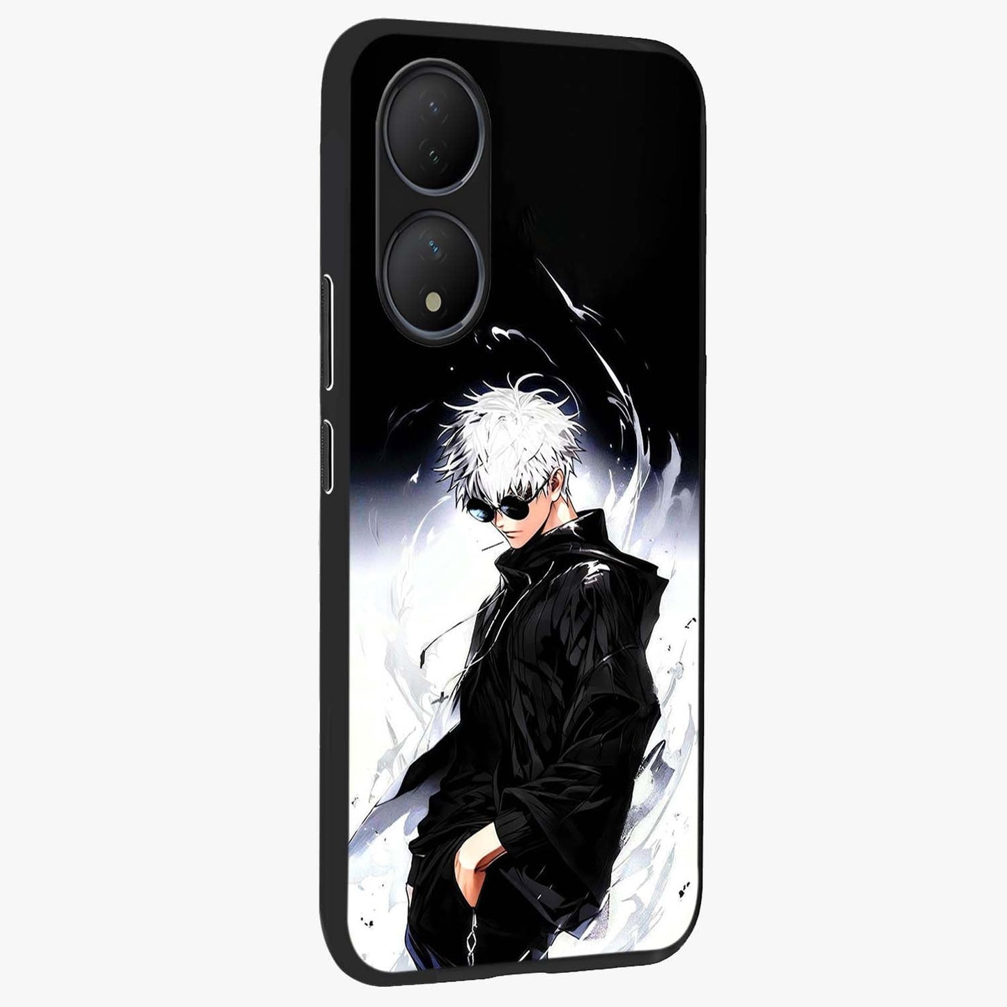 Limitless Shadow King Glass Case upright view showcasing bold shadow warrior artwork with epic fantasy theme.