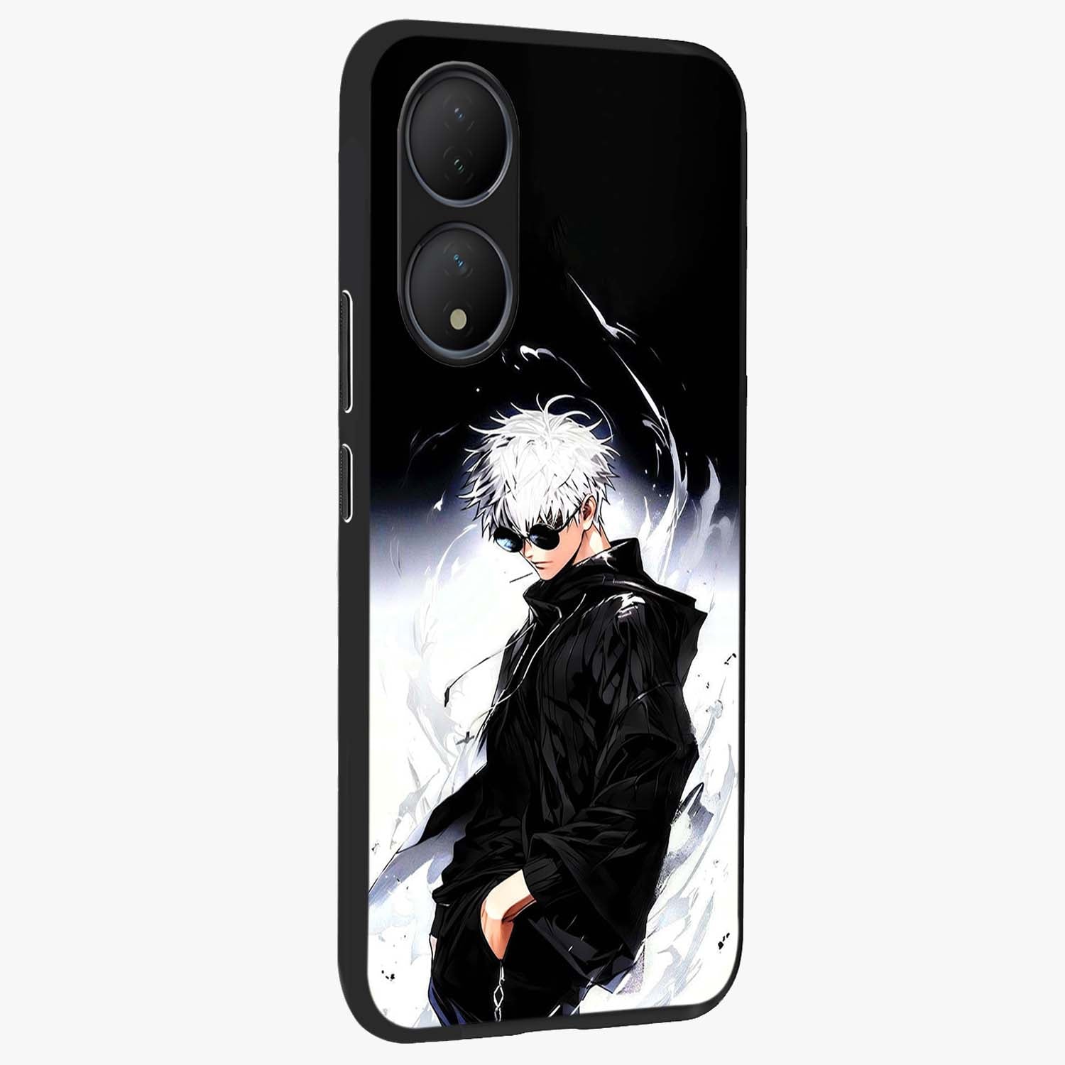 Limitless Shadow King Glass Case upright view showcasing bold shadow warrior artwork with epic fantasy theme.