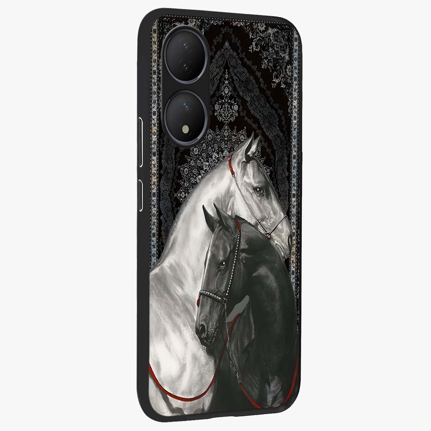 Majestic Ride Legacy Glass Case upright view showcasing dynamic ride inspired artwork with modern automotive theme.