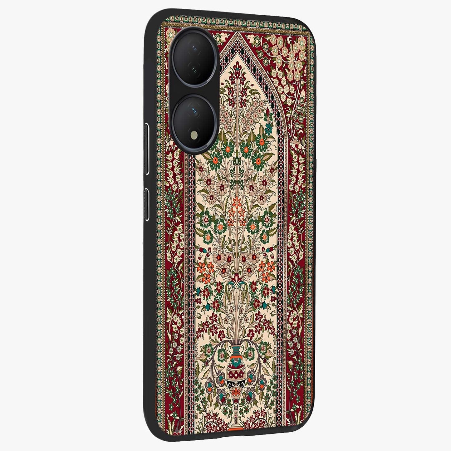 Persian Inspired Glass Case upright view showcasing decorative Persian artwork with rich heritage theme.